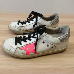 Golden Goose Sneakers Womens EU 35 US 5 White Pink Super Star Glitter Italy FLAW